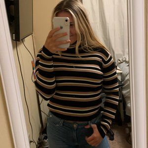 Zara striped turtleneck crop sweater